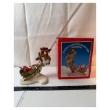 8in Poly Santa Sled W/ Flying Reindeer