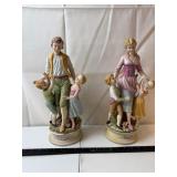 Pair Porcelain Children Figurines on Pedestals