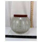 Vintage Ribbed Glass Jar w/ Lid
