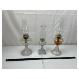 Vintage Clear Glass Oil Lamps (3)