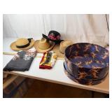 Vintage Straw Hat & Scarf Set