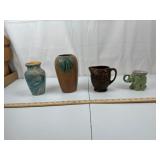 Assorted Studio Pottery Mugs & Vases (Lot of 4)