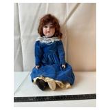 Antique Porcelain Doll in Blue Dress