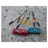 Vintage Yard Tool Set w/ Metal Boxes