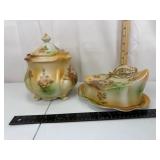 RS Porcelain Rose Covered Jar & Box