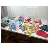 Mixed Vintage Doll Clothes & 5 Dolls