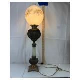 Vintage Ornate Floral Globe Oil Lamp