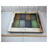 Vintage Stained Glass Window Panel w/ Wood Frame