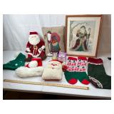 Christmas Decor Assortment w/ Santa & Framed Art