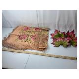 Floral Embroidered Scarf w/ Leaf Clips