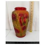 Vintage Orange Red Textured Fruit Vase