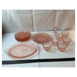 Pink Depression Glass Serving Set