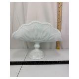 White Hobnail Pedestal Compote Dish