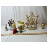 Porcelain and Resin Figurine & Vase Assortment
