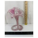 Pink Swirl Art Glass Vase Sculpture