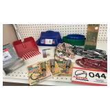 Pet watered, leashes, dog racks, shovel, etc