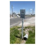 No Bicycle skateboard sign with post