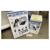 Wire dog crate, and pet feeder/storage bin