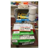 Plasticware-3, bowls, napkins w/ tote