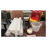 Mr. coffee, Styrofoam cups, plasticware