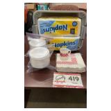 Checkered napkins/cup, napkins-2, bowls, w/ tote