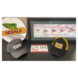 DeKalb caps, signage, frame picture