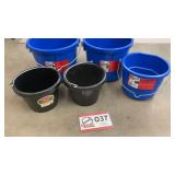 Black rubber buckets, flat back buckets-3 blue