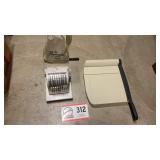 Paymaster ribbon rider, paper cutter