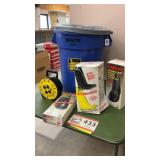 Electrical cord, waste can with lid, boots
