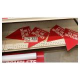 Purina, cardboard, flags, and banner