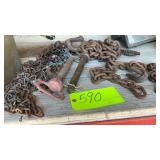 Chain and hooks 5/16 , pins-2, C Clamp,etc