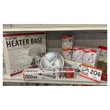 Bucket heater, heater base, heat lamp lights, Feed
