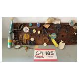 Collection of pins, tickets, etc