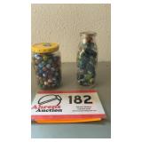 Jar & Milk bottle of Marbles