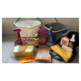 Car care, products and two buckets