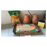 Potting mix bag, clay pots-4, Peat Pots, date box