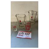 Beer glasses w/2 Michelob pitchers and 1