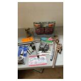 Trailer lights, tire tools, monkey wrenches