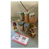 Glass Ball jars w/ Popsicle sticks, etc