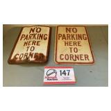 No parking here to corner signs-2 Measures two