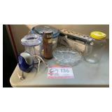 Barber Ware slicer, glass jar, crockpot, missing