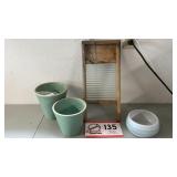 Glass washing board & 3 planters