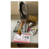 Fishing items, tent, steaks, potty seat