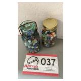 Two jars w/ marbles