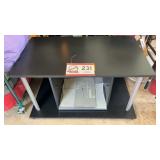 TV table with glass shelving