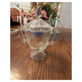 This is a vintage Jeannette Glass sugar bowl in