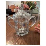This vintage clear glass lidded sugar bowl