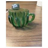 Green glass cup