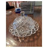 Clear glass butter dish