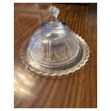 This vintage Jeannette Glass covered butter dish